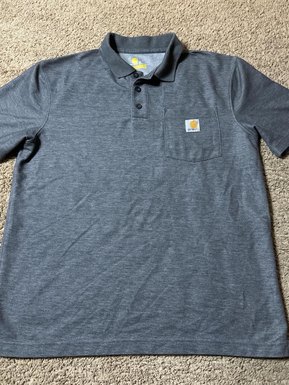 Carhartt Men's Heather Charcoal Short-Sleeve Polo with Chest Pocket